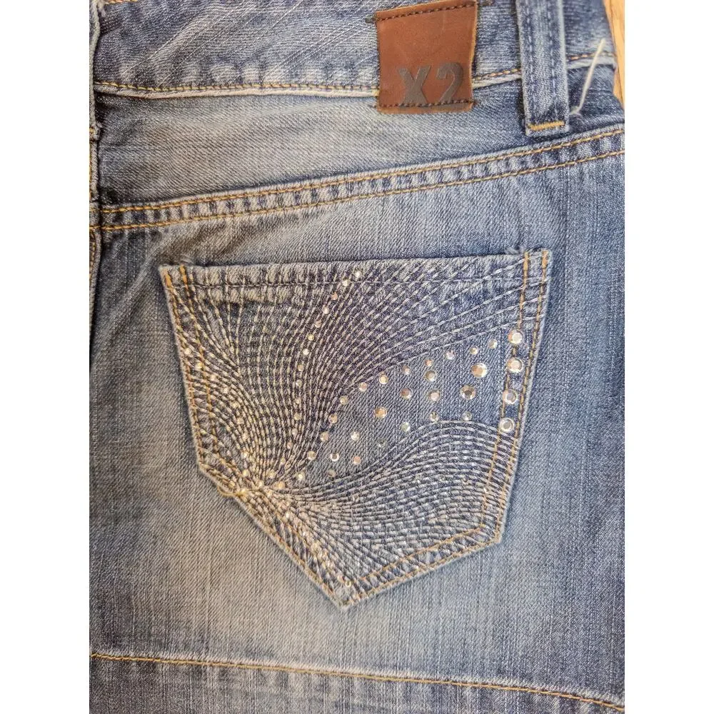 Y2K X2 Quality Denim Low Rise Ultra Mini Denim Skirt Size 2